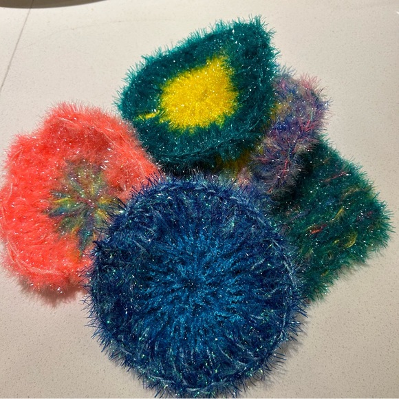 Crochet Sparkly Kitchen Scrub Sponge for Dishes- Set of 2 - Picture 7 of 12